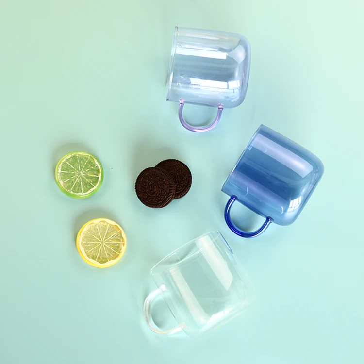 

Durable Using Colorful handmade tumbler cup glass high borosilicate insulated glass mug tumbler