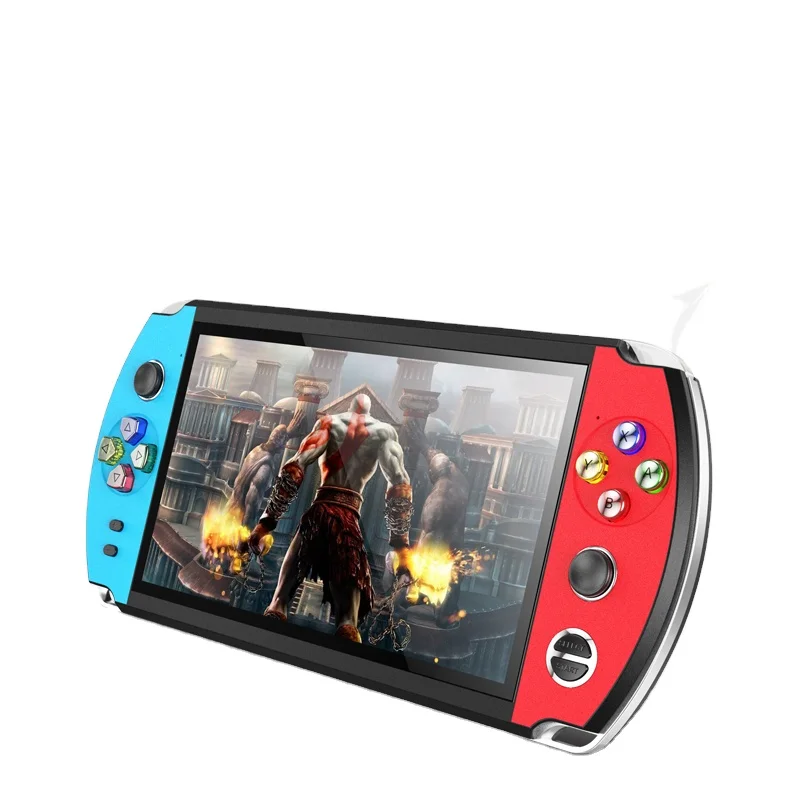 

Wholesale double rocker X19 handheld game console 7.1 inch screen handheld+game+player real 8GB, As picture