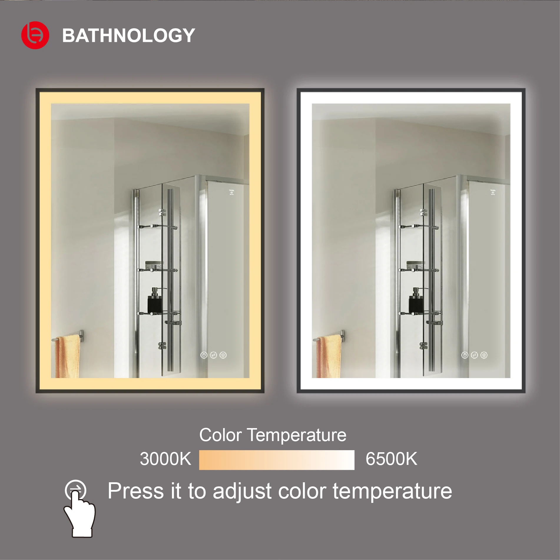 2020 Modern Style MFA8600 Rectangular Time Display Mirror Bathroom Customized Led Backlit Defogger Smart Mirror Illuminated