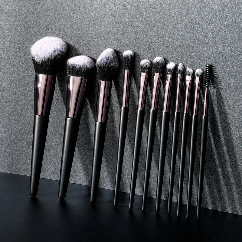 

black 10 pcs cruelty free private label brush makeup brush sets