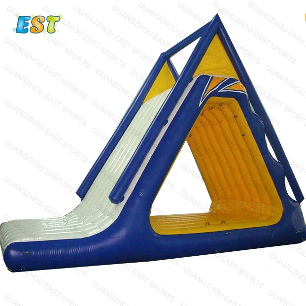 

Floating water park game climbing inflatable water slides for pool lake, Blue, yellow, green white,