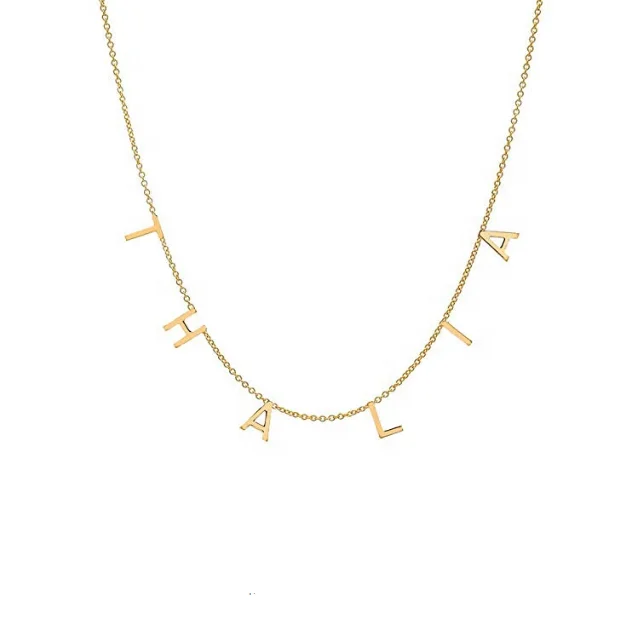 

Personalized Custom Made Any Nameplate Dainty 18k Gold Plated Initial Alphabet Letter Pendant Dangle Name Necklace