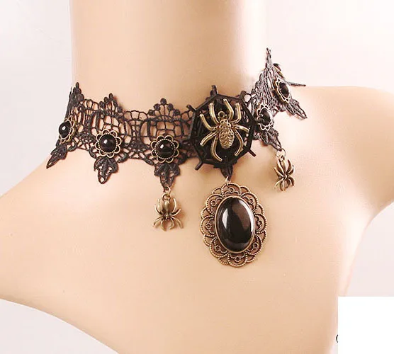 

New female Halloween lace necklace Spider necklace Vintage Clothing necklace