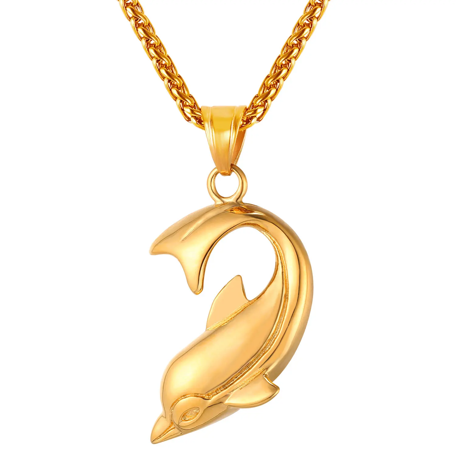 

XuQian Wholesale Titanium Steel Dolphin Charms Pendant for Lucky Jewelry, Picture
