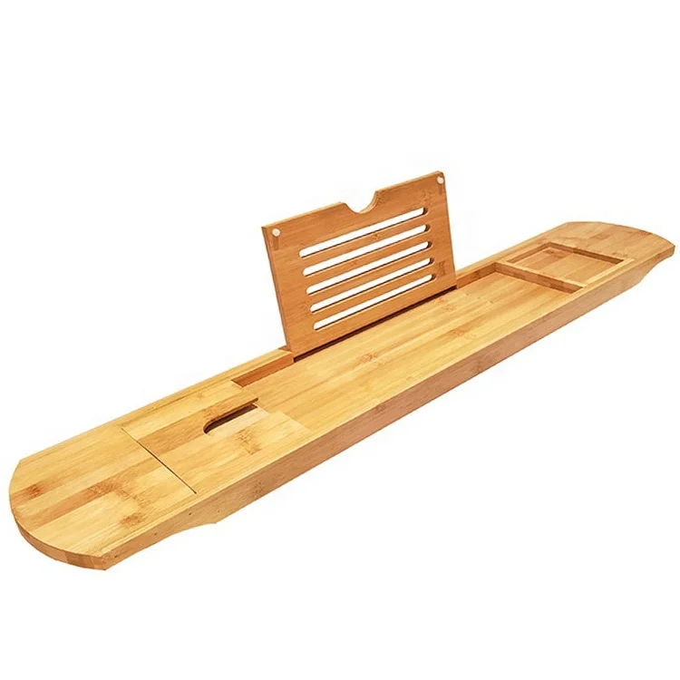

Wholesale Bamboo Handmade Bath Tray Spa Bathtub Caddy Organizer Bar Storage Shelves for Pad/Book, Natural color/as picture show