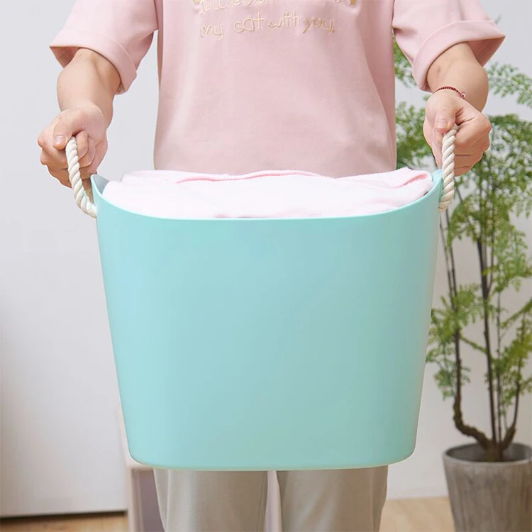 

Good quality custom Japanese INS style waterproof laundry hamper with drawstring gift colorful cotton rope laundry Baskets, Colours