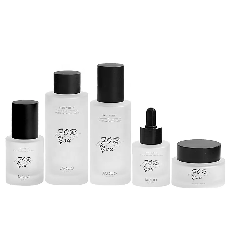 Custom Cosmetic Container 30g 50g Matte clear Glass Jar Skincare Packaging Face Eye Cream Frosted clear Cosmetic Jar