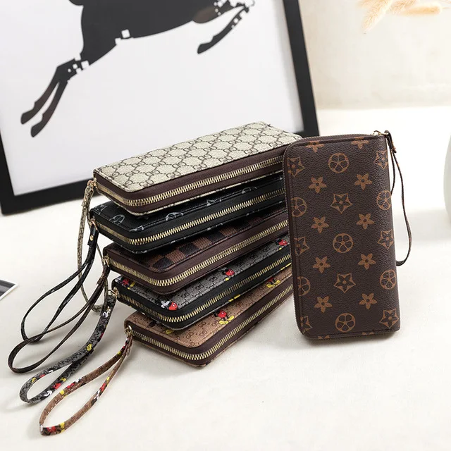

Hot Sale Carteras Classic Designer Brands Zipper Wallet Women Hand Bags Evening Clutch Men Card Golder Ladies Long Purses, Multi