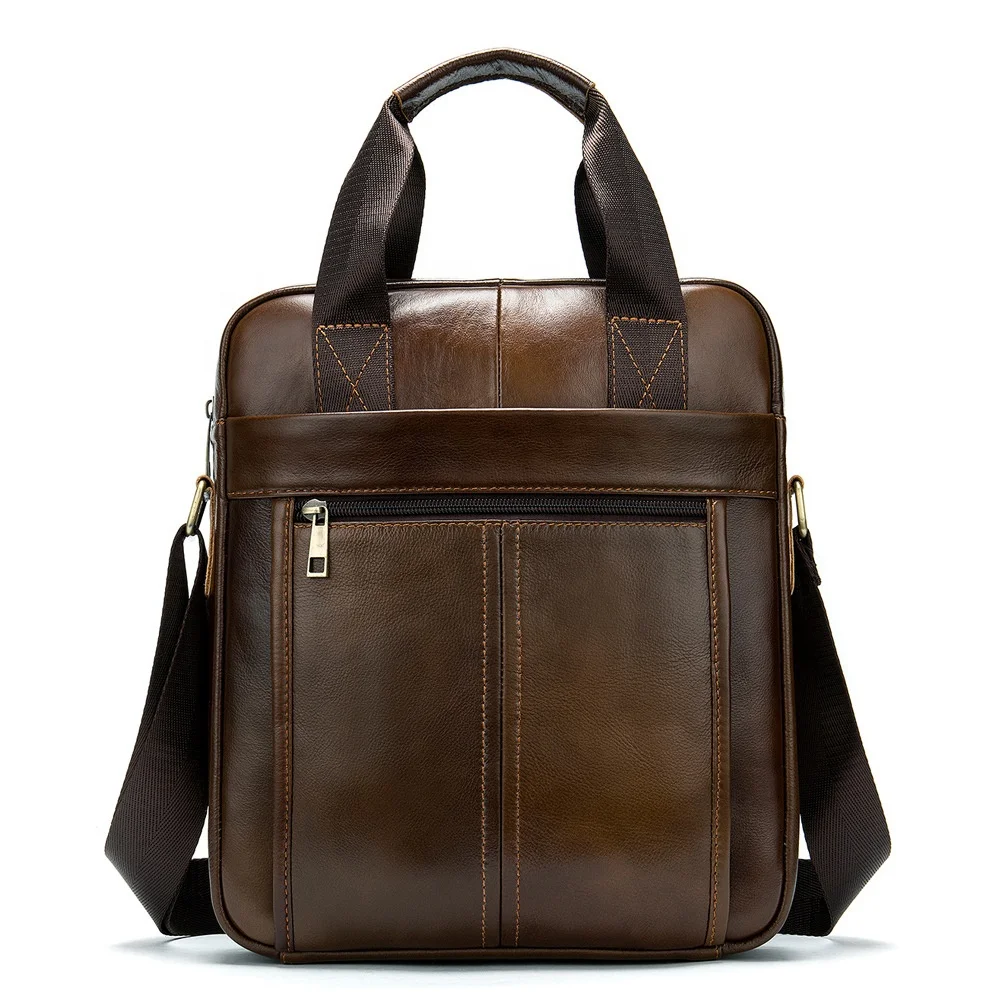 

Vintage waterproof Shoulder Bags Leather Crossbody Bags For Men Bags Retro Zipper Men briefcase Handbags