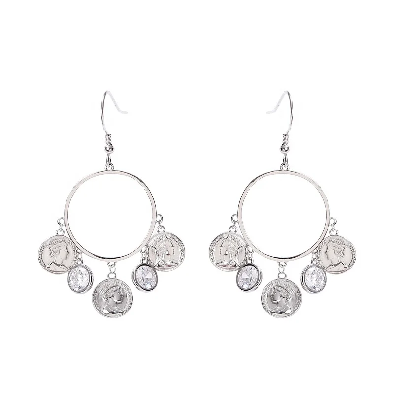 

925 sterling silver Queen head vintage beautiful statement Elizabeth dagling earring for women