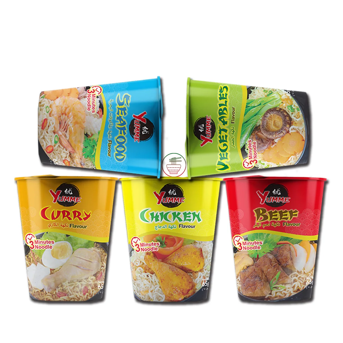 
Private Label OEM Manufacturer HALAL Wholesales Bulk 65G Paper Cup Instant Soup Noodles 