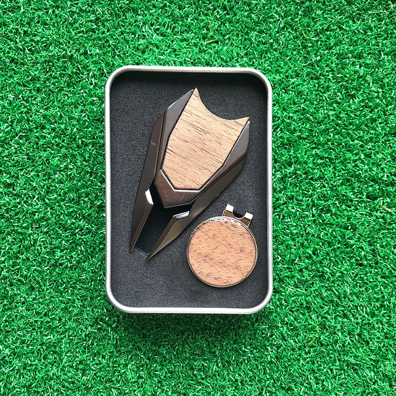 

Custom Zinc Alloy Golf Divot Tool Shield Shape Golf Divot Repair Tool Golf Set wood divot tool