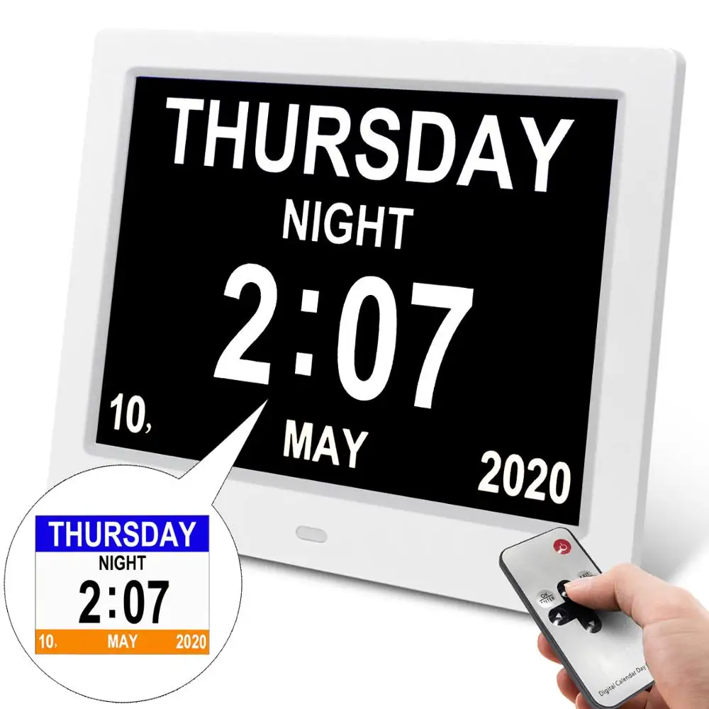 

Led Digital Calendar Day Clock For Senile Dementia Memory Loss With Non-Abbreviated Day & Month