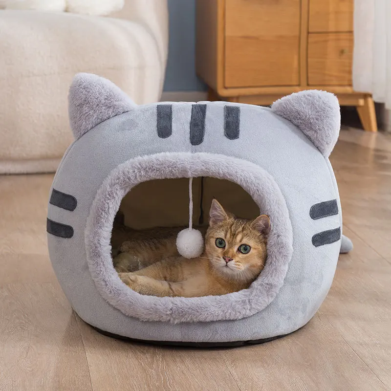 

Autumn and Winter New Models Cat Shaped Dog House Winter Internet Celebrity Warm Semi Enclosed Cat Pad Pet Supplies Cat House