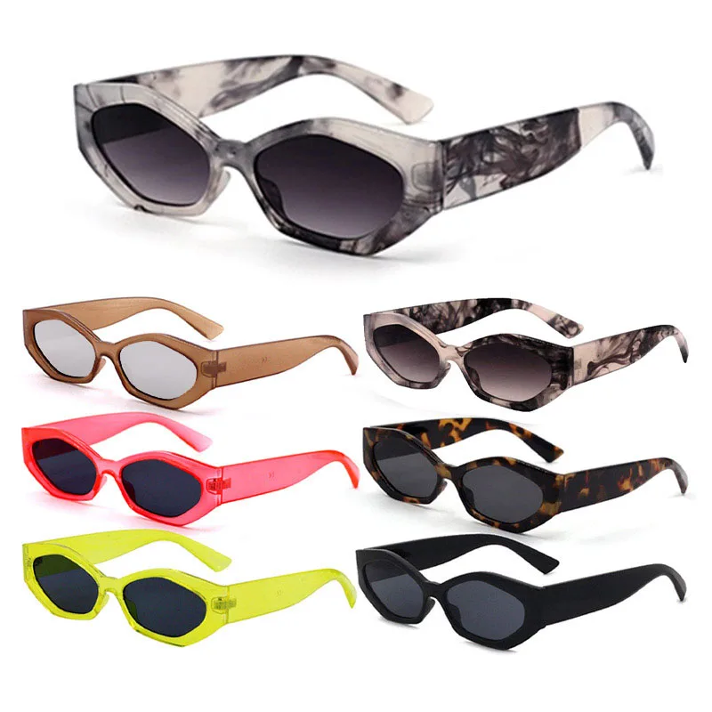 

VIFF HP18265 Fashion Brand Lentes De Sol Chinese Painting Fame Rectangular Hexagon Glasses Vintage Sunglasses 2022