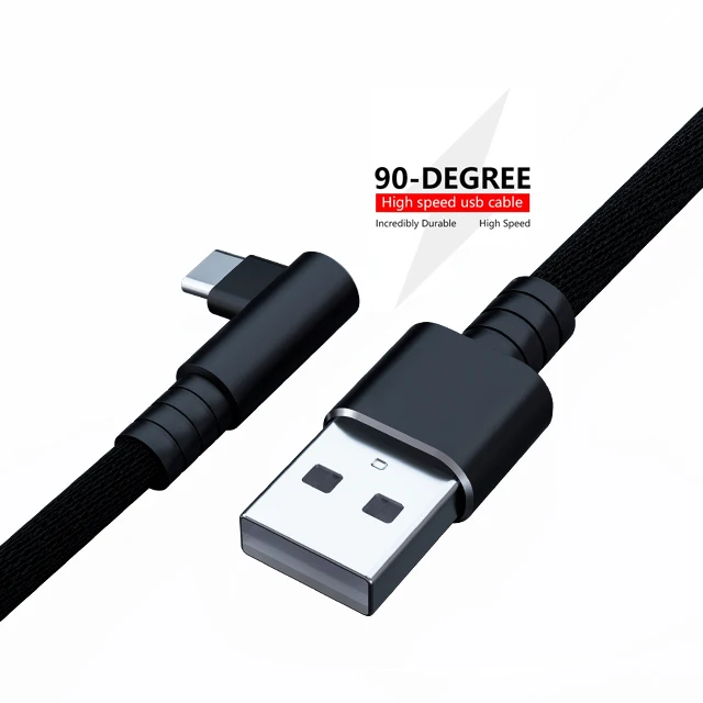 

1.2M Braided USB C 3A Fast Charging Type cable Elbow 90 degree right angle USB C USB data cable For Gaming Player, Black, red army green