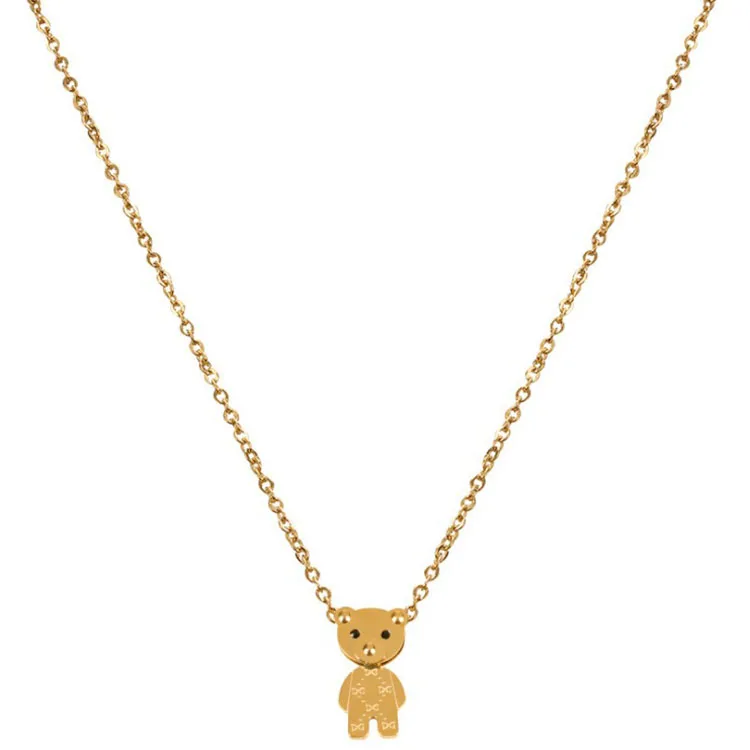 

Gold Stainless Steel Dainty Lovely Little Bear necklace Teddy Bear Cute Animal Kids girls Charm Jewelry Necklace for women