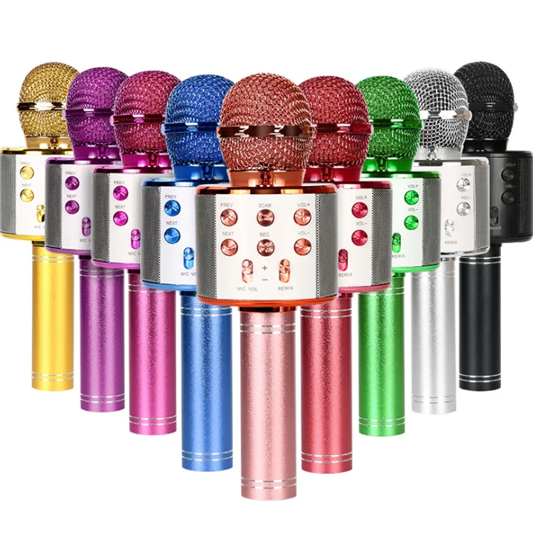 

WS858 LED Illuminated Mobile Phone Handheld Wireless Microphone National Karaoke Speaker Wireless Microphone