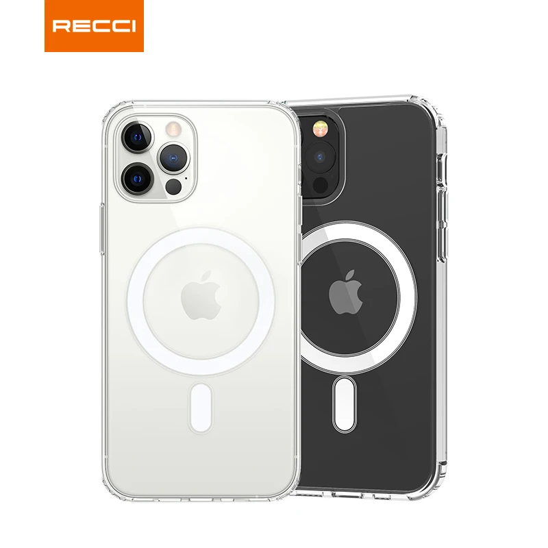 

Recci 2021 New Arrival Crystal high clear magnetic mag safe shockproof transparent phone case back cover for iPhone 12
