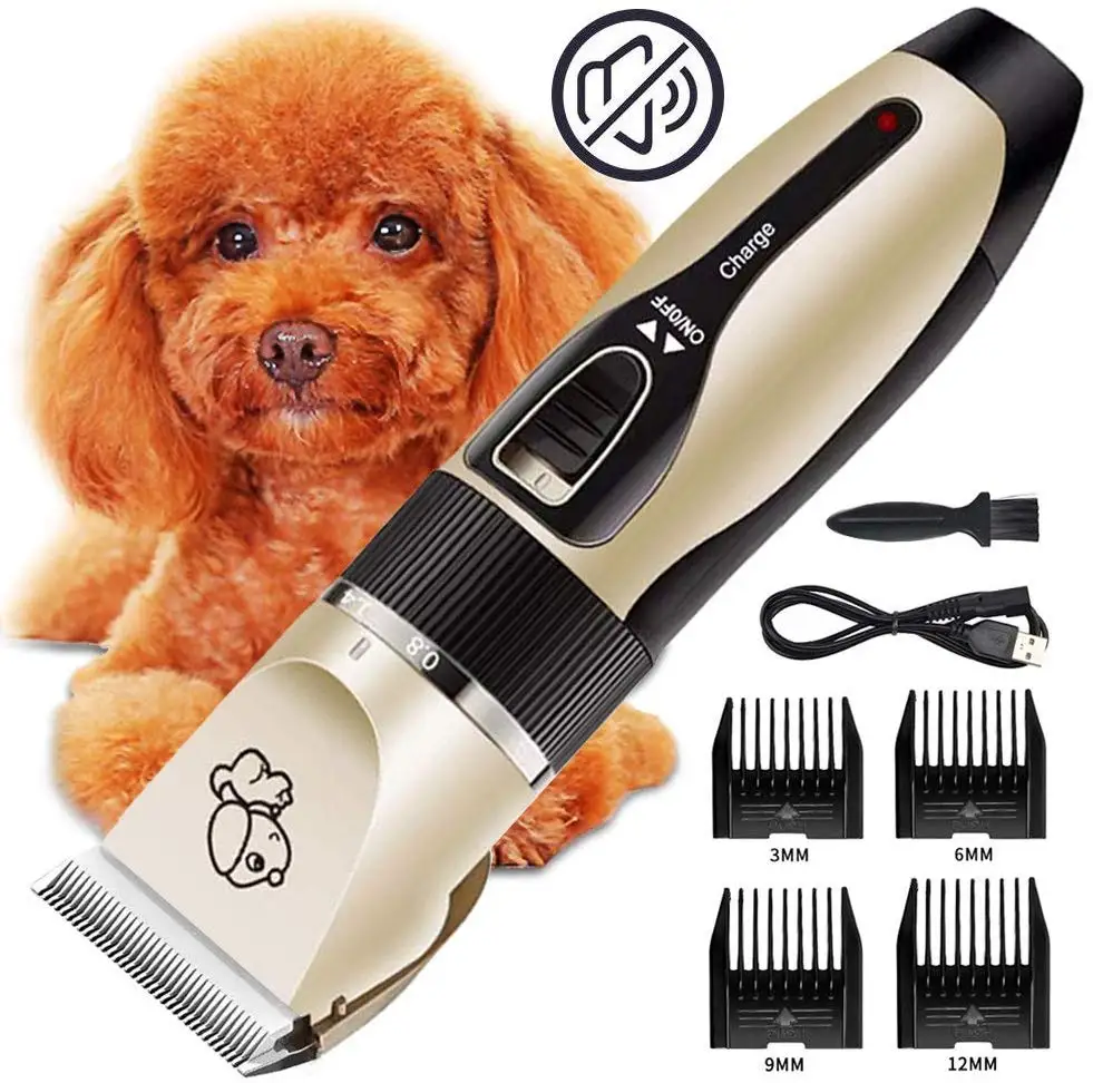

Dog Clippers Cordless Pet Clippers Pet Grooming Kit Low Noise Dog Cats Hair Clippers, Gold