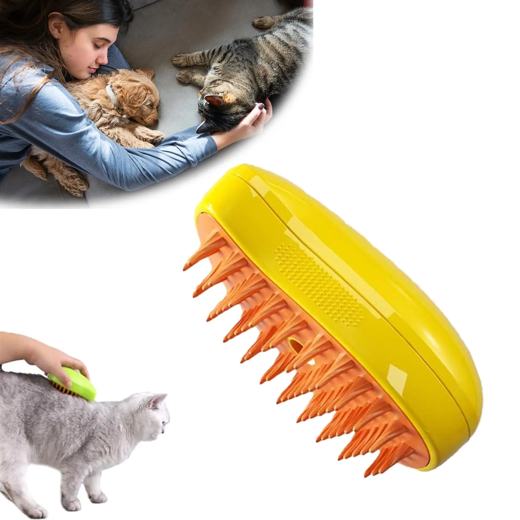 

2024 new product electric multi-function pet bath massage brush cat dog remover brush comb 3 In1 Spray Cat Brush