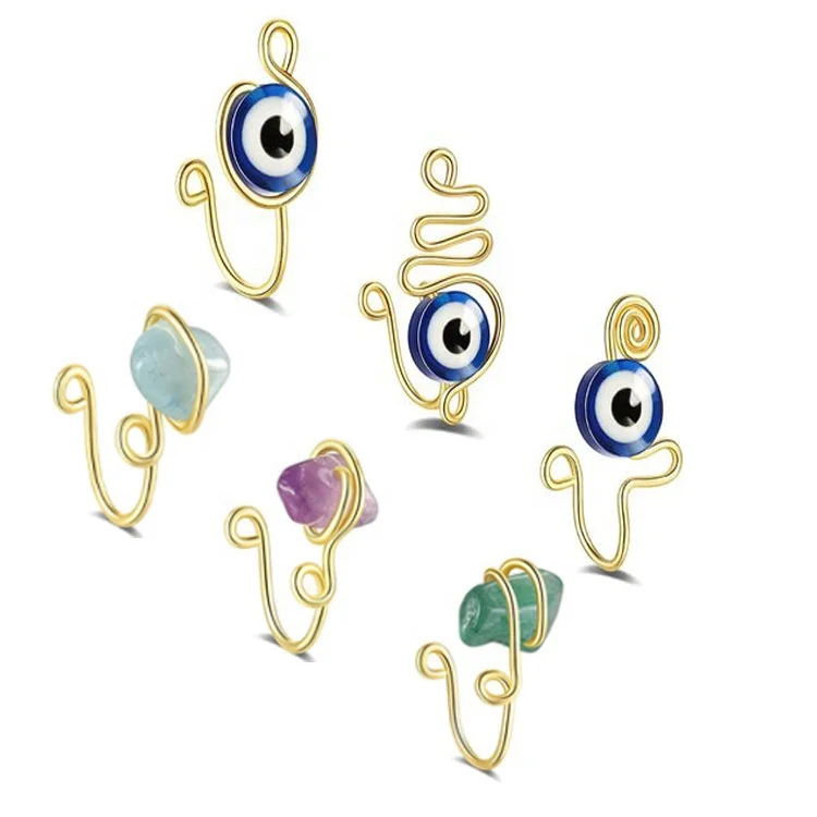 

xjy Face Nose Ring Cuffs devil eye Gold Clip On Nose Rings Faux Nose Rings Non Piercing Jewelry