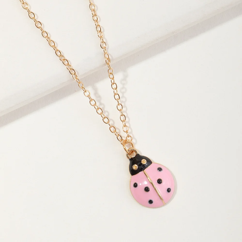 

Cute Ladybug Pendant Necklace Gold Chain Choker Necklace Cosplay Anime Trendy Jewelry Party Clavicle Chain Enamel Necklace Women