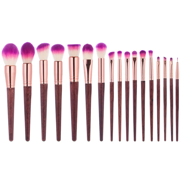 

17pcs wood color makeup brushes private label luxury makeup brush set wooden handle makeup brush kit