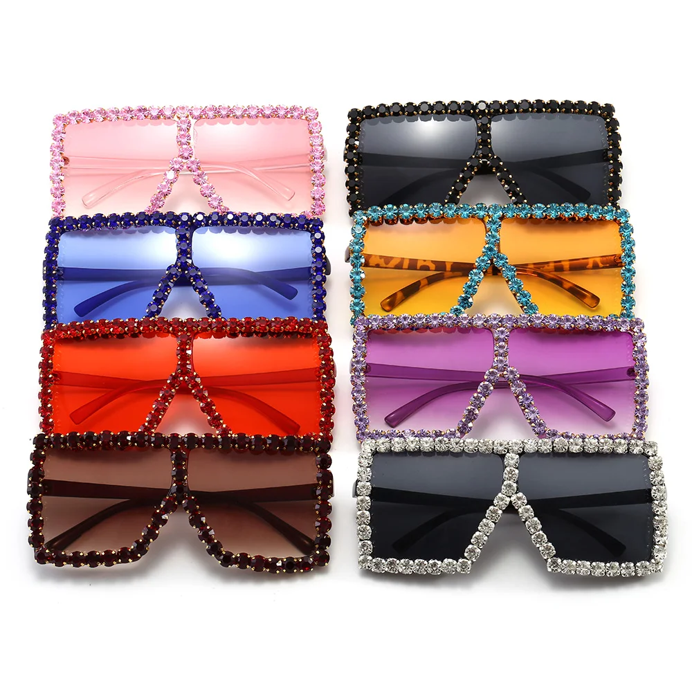 

Superhot Eyewear A0421 Fashion 2020 Oversized Big Square Bling Diamond Rhinestones Women Shades Sunglasses