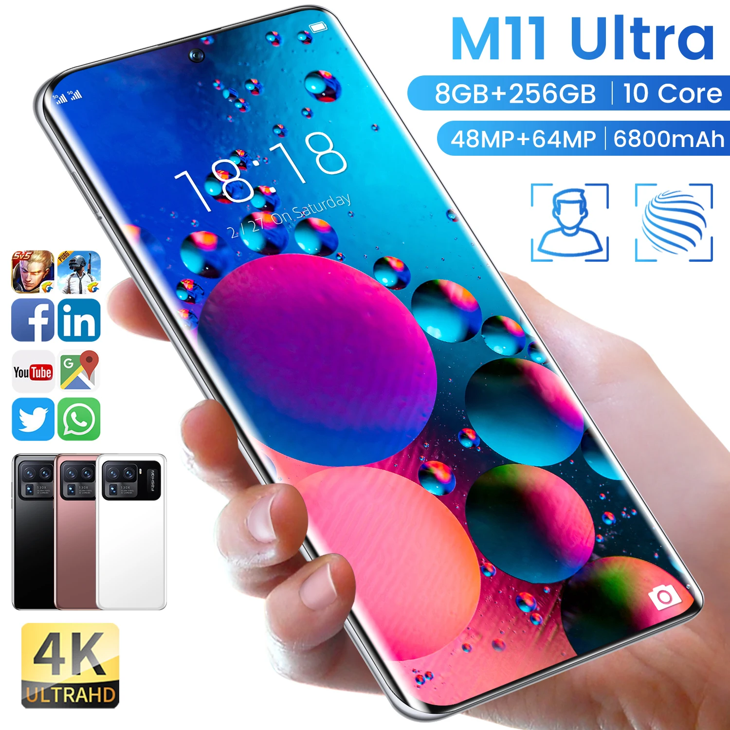 

Original M11 Ultra 7.3 inch Mobile Phones 8GB+256GB Full Screen Smartphones 4G 5G With 3 Camera Face Unlock Cellphone