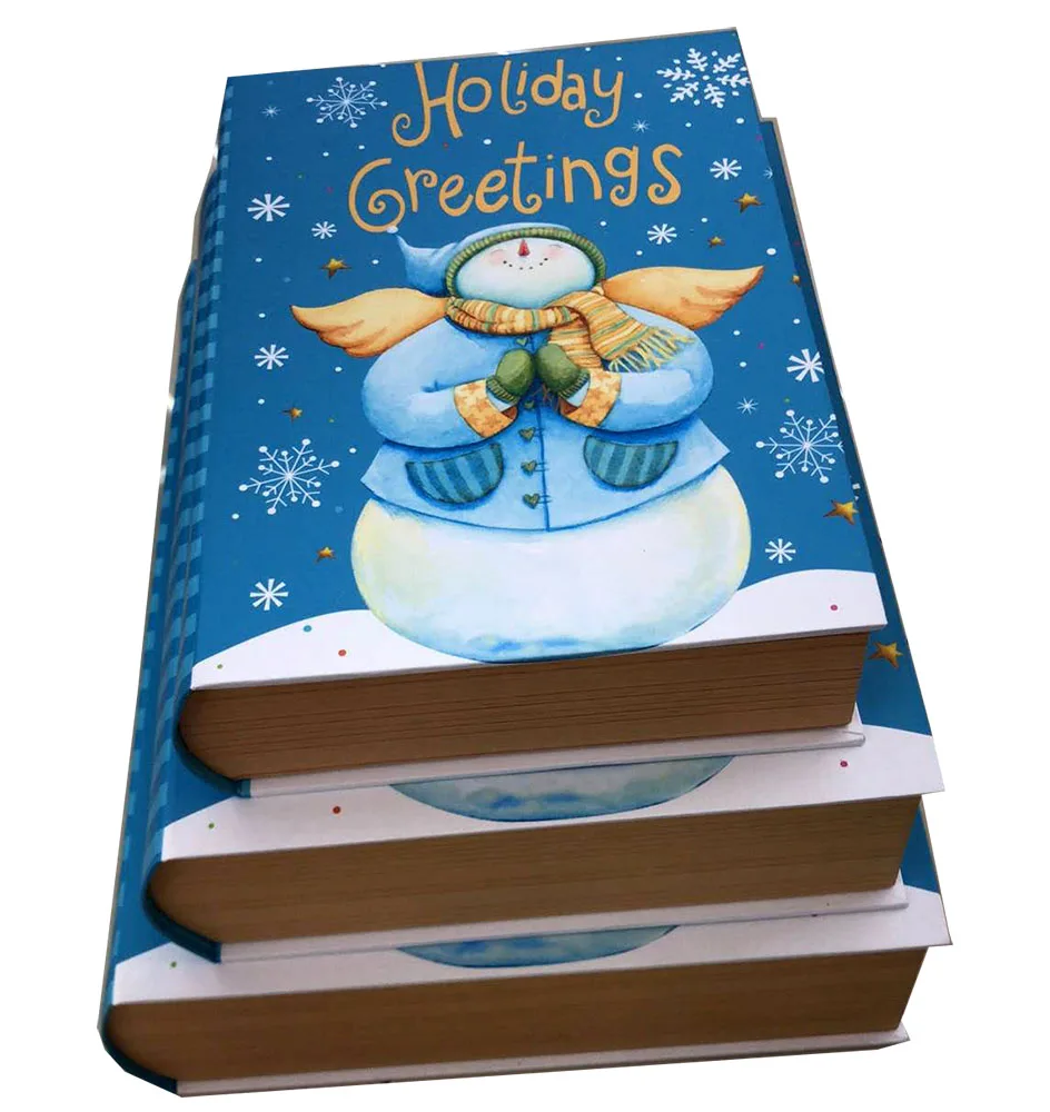 
Christmas pattern printed paper book shaped packaging box for holiday 