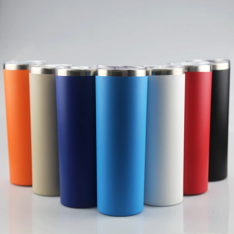 

Summer promotion 20oz powder coated Double Wall Stainless Steel Sublimation Blanks Skinny Tumbler, Customized color