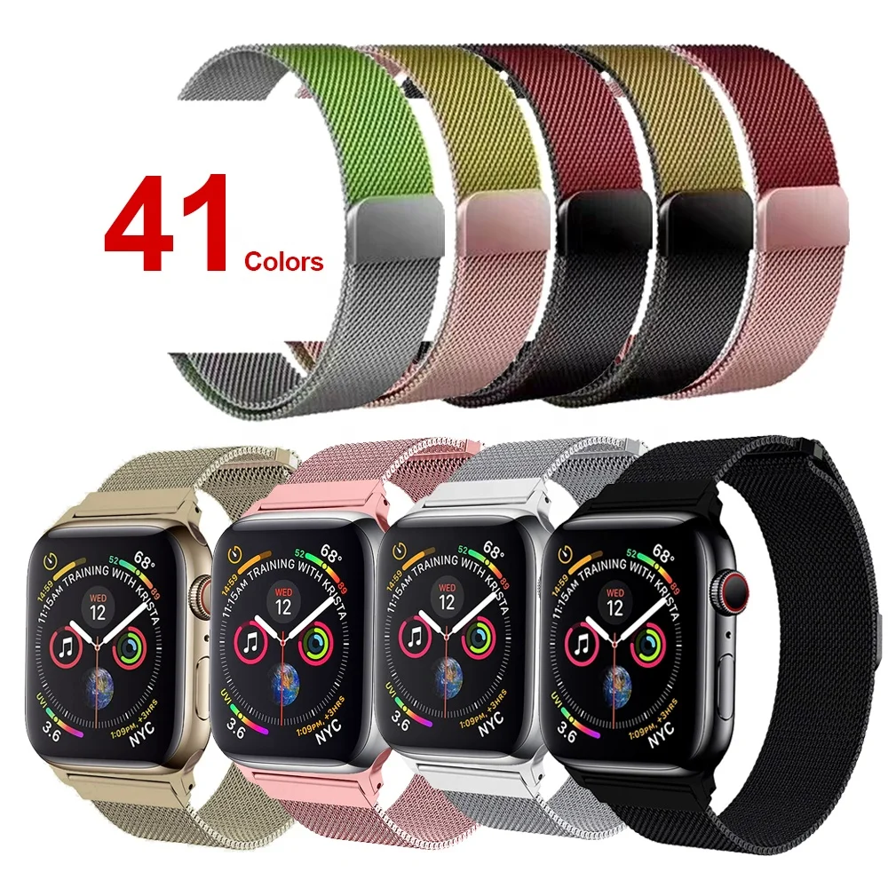 

ShanHai Band Replacement For Apple Watch Band Series 6/SE/5/4/3, Milanese Loop Stainless Steel Bracelet Strap with Magnet Lock, Multi-color optional or customized