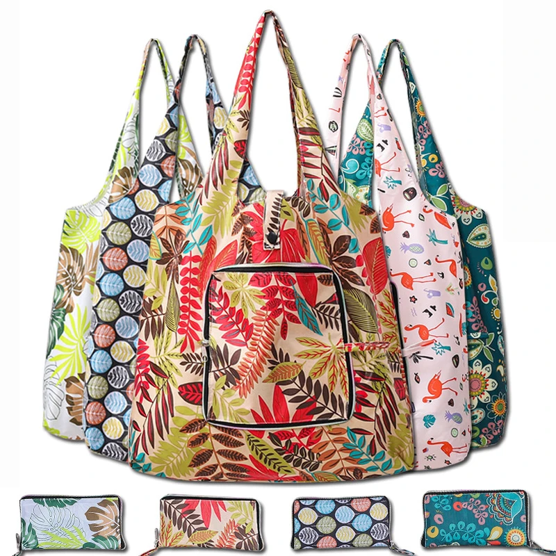 

Heavy Duty Easy Carry Oxford Washable Folding Grocery Bag Zipper Foldable Tote Shopping Bag, Picture