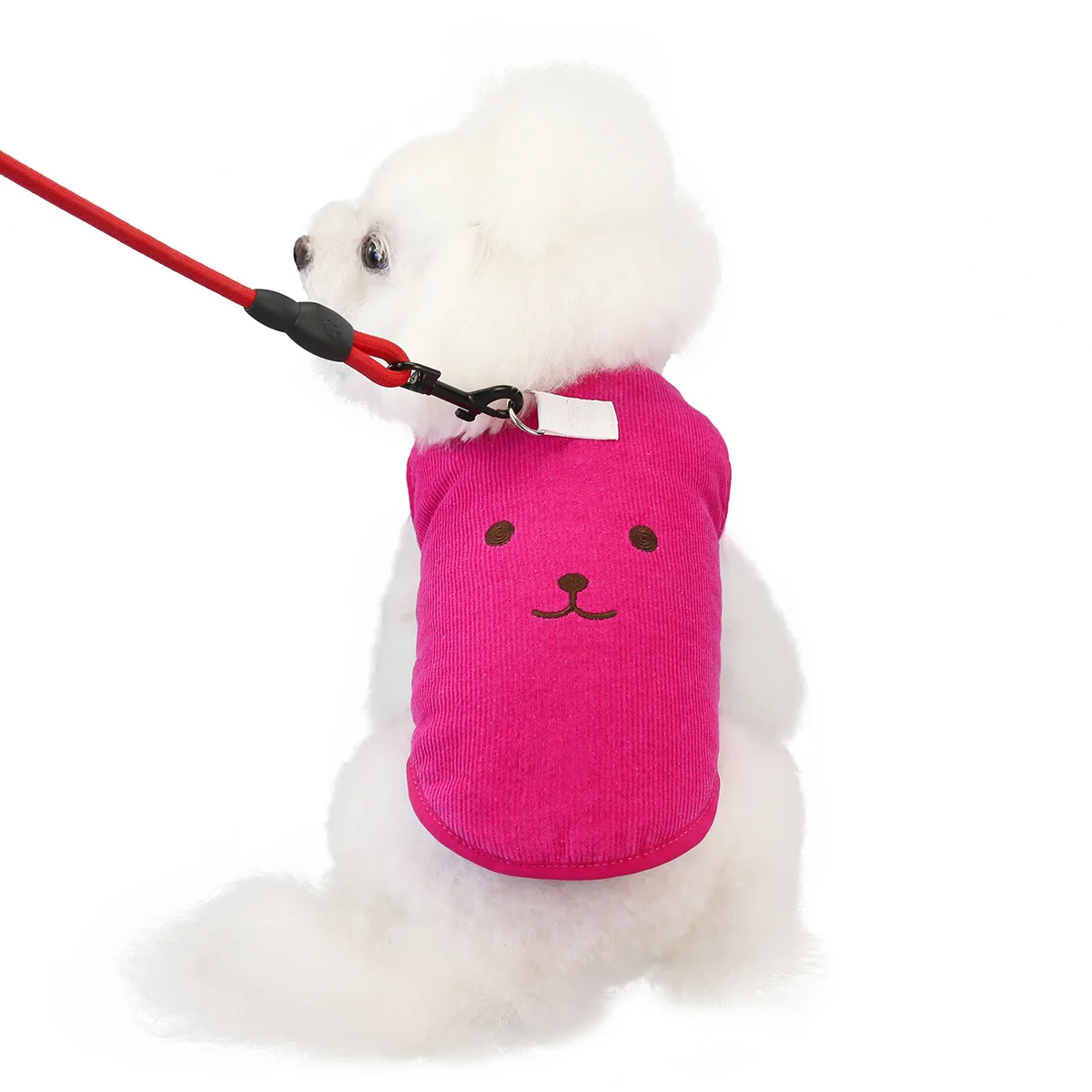 

Custom Wholesale Winter Pet Puppy Apparel Comfortable Warm Cotton Bear Embroidered Vest with Traction Buckle, 5 colors