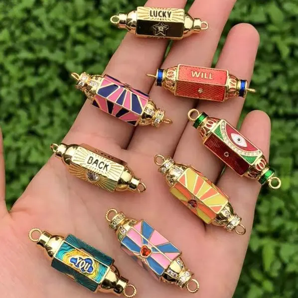 

2021 new design candy colorful enamel conect pendant for women