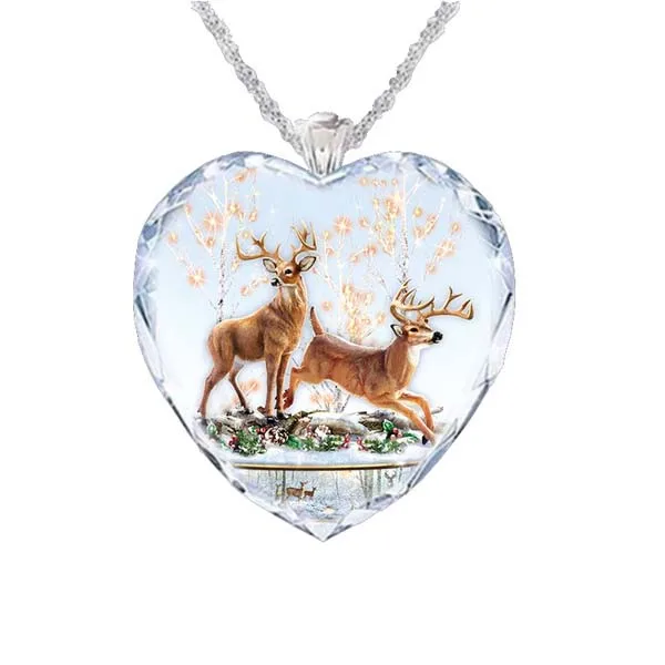 

Cartoon Christmas Gift Elk Kid's Gift Girl Crystal Cartoon Pendant Necklace