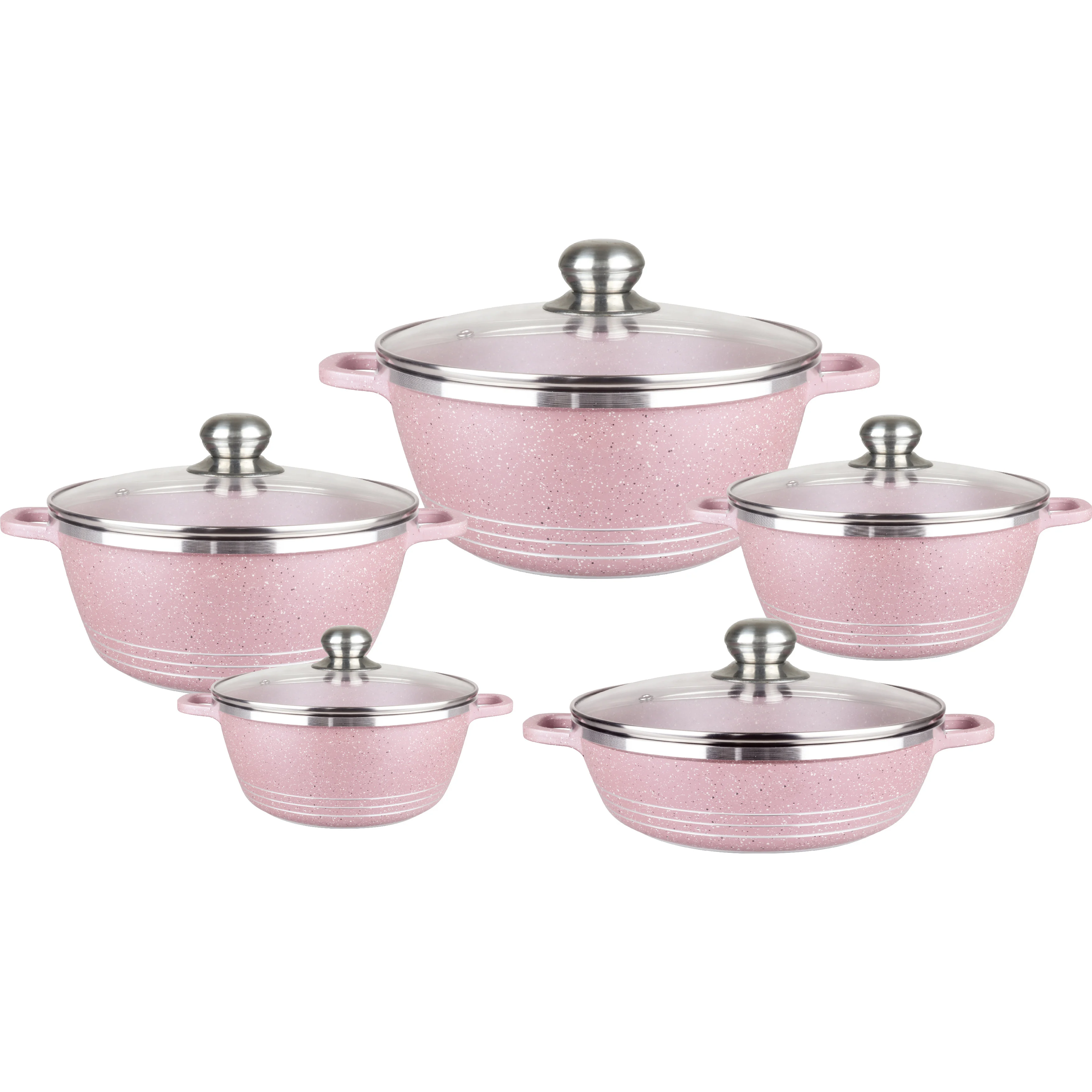 

10 pcs traditional Hot sale die cast aluminum marble non stick casserole aluminum pot cookware set, Customized