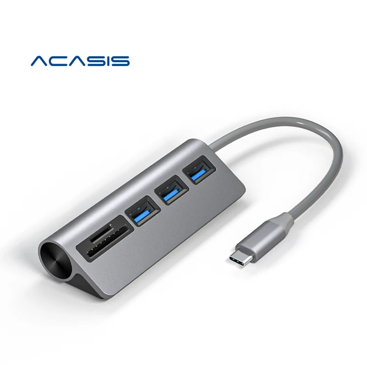 

Acasis Aluminum alloy USB Splitter High Speed USB3.0 TF/SD Multi TYPE-C 5 in1 USB3.0 HUB for Macbook PC