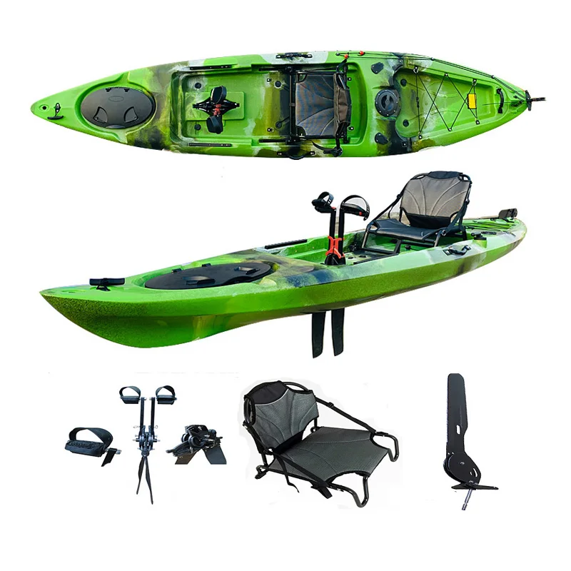 

Plastic material sit on top fin pedal drive system fishing kayak for 1 person foot drive canoe, Customized
