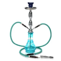 

Glass Vase of Blue Flower Pattern Hookah for Sale Medium Size 2 Hose Complete Set Gifts Shisha Pipes EKJ H1002