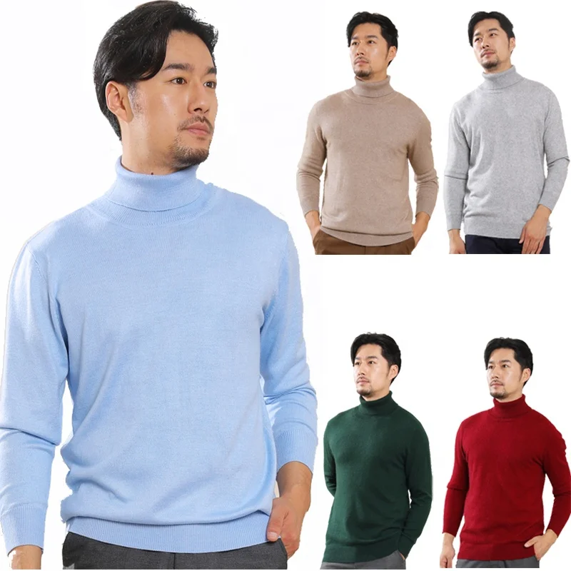 

Men's Sweaters High Collar Solid Color Knitwear Autumn Winter 2020 Turtleneck Casual Slim Knitted Tops Men's Pullover Sweater