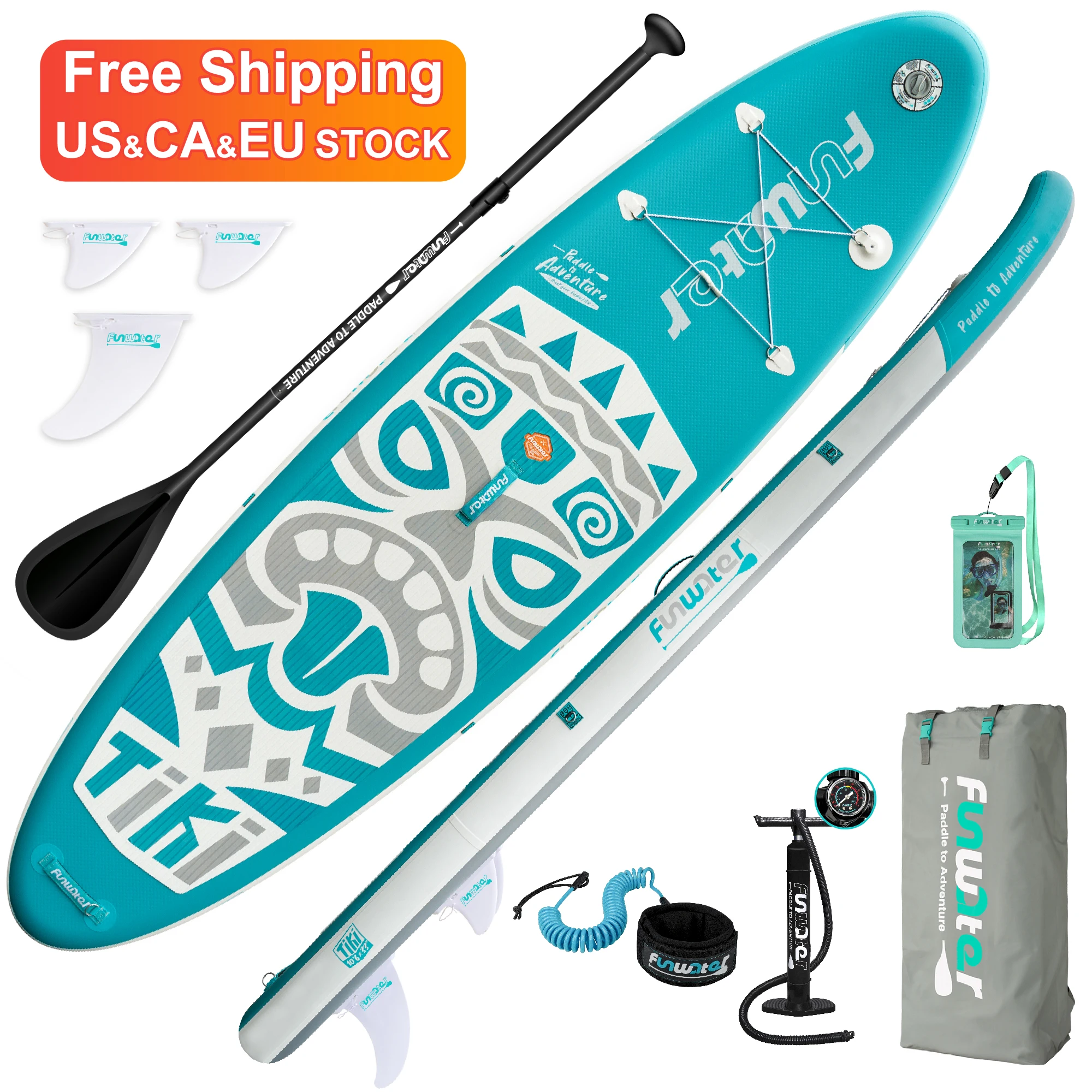 

FUNWATER Free Shipping Dropshipping OEM 10'6" New Design TIKI inflatable sup paddle board manufacturer sup surfboard