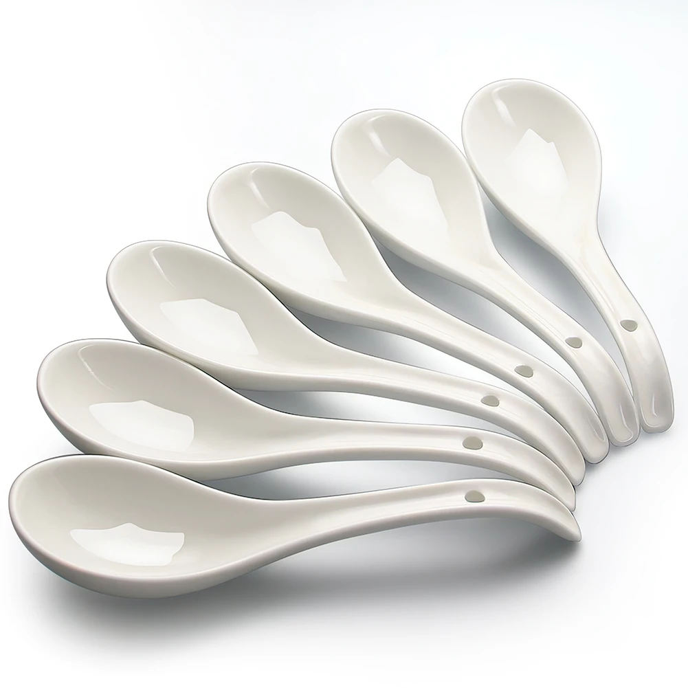 

Non-slip Chinese Soup Spoon for Dinner Custom Porcelain Scoop Spoon Set