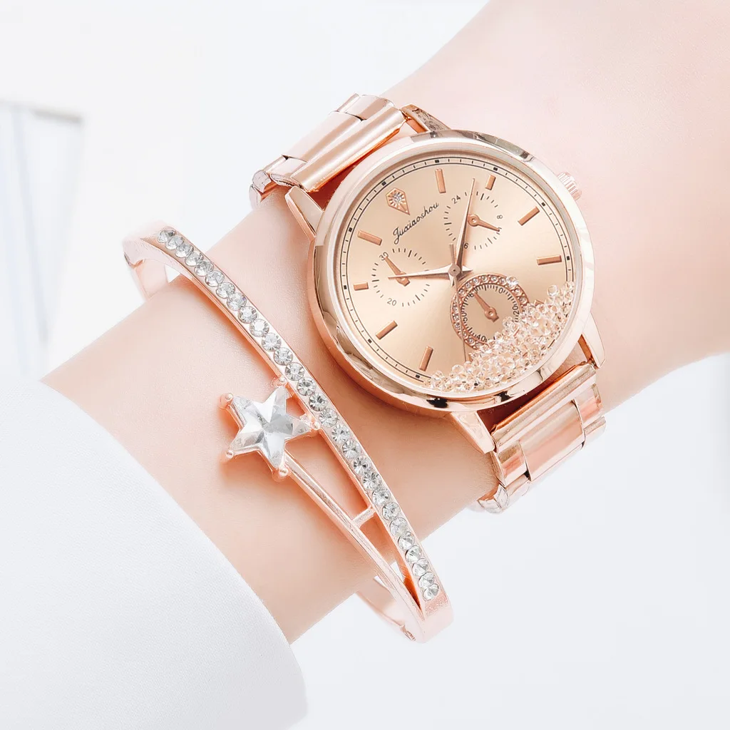 

wholesale custom your own brand fashion quartz luxury Wristwatch bracelet set Broken diamond Watches for women 2021