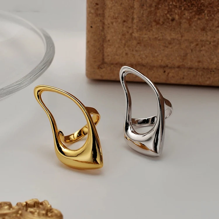 

Simple Geometric Water Drop Ring Hollow Opening Finger Rings for Women