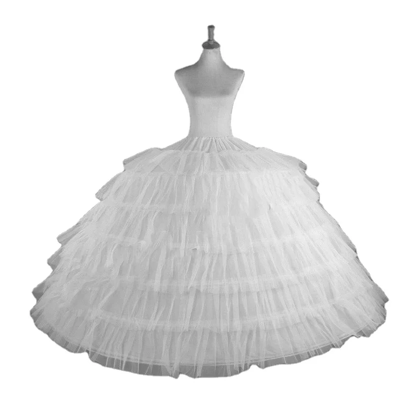 

Feishiluo Wholesale petticoats 6 hoop skirt with inner lining trailing wedding dress accessories multi-layer petticoat, White