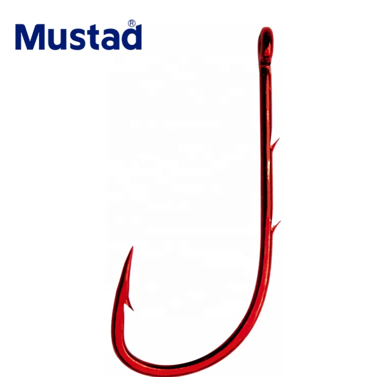 

Mustad 92668 Red Nickel Single Barbed Sea Live Bait Jig Double Back Barbed Carp Fishing hooks