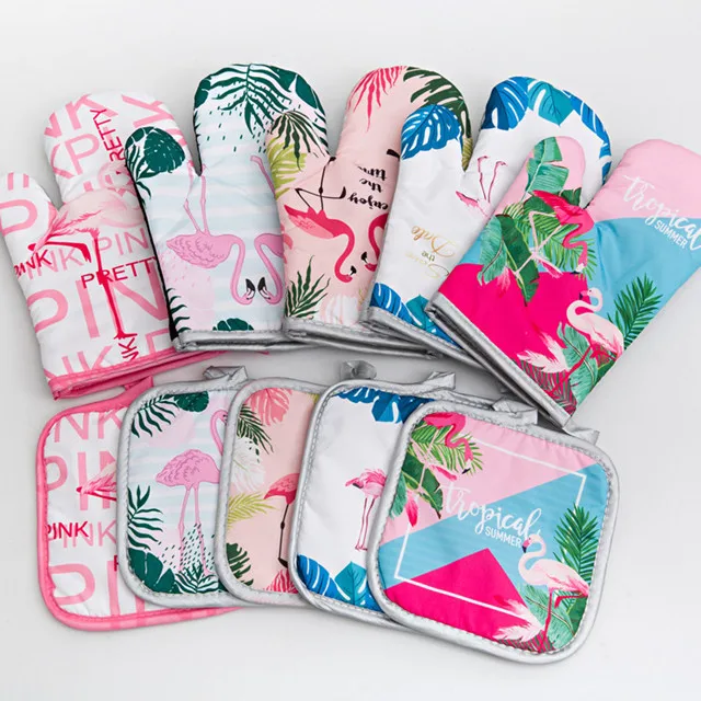 

custom printed heat resistant cotton oven mitts pot holder 2pcs