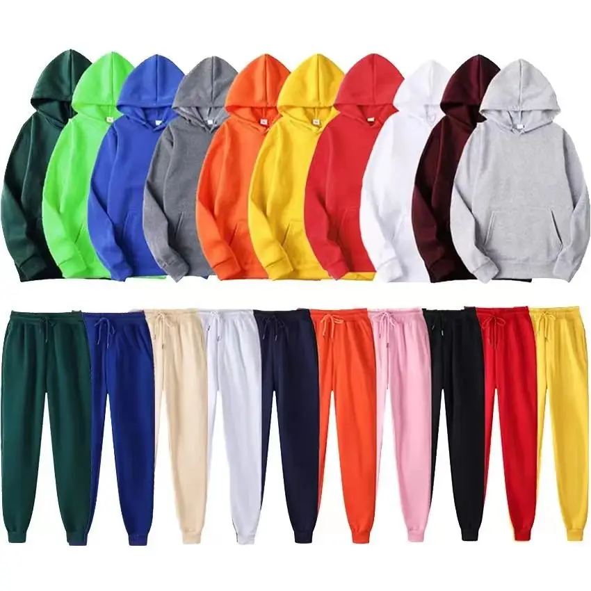 

Professional factory Custom blank Print men's hoodies set plain unisex jogging suit With Logo